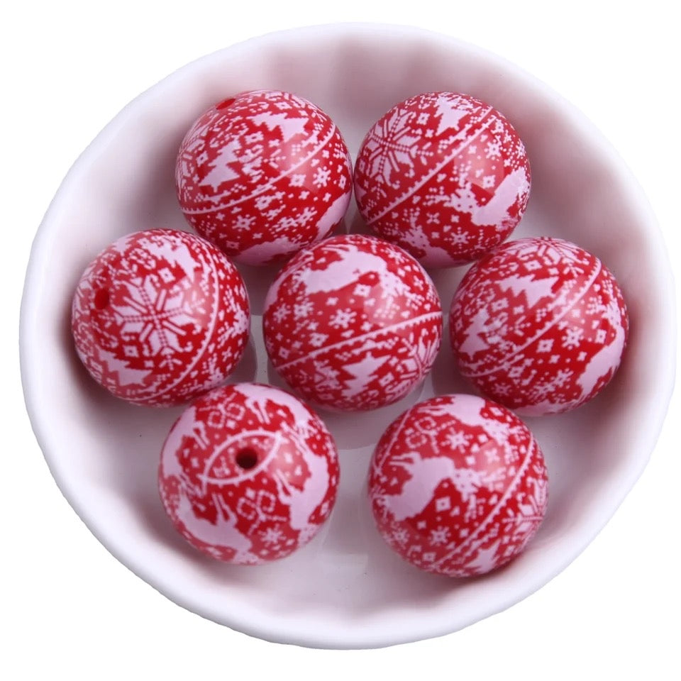 #663 - 20mm Red Reindeer Acrylic Beads (10 Count)