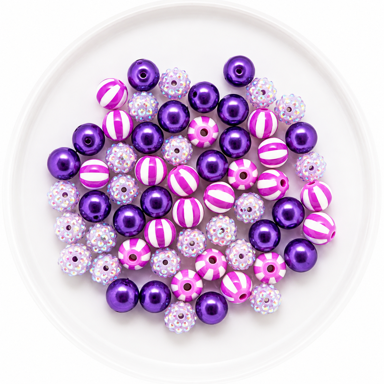 Purple 12mm Acrylic Bubblegum Bead Mix | Wholesale Bulk Beads | 60 Count