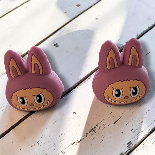 h1004- "Pink Labubu 3D" Silicone Focal Bead for DIY Crafts (1 Count)