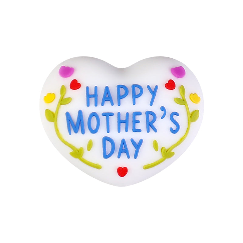 X081- "Happy Mother's Day" 3D Silicone Focal Bead for DIY Crafts (1 Count)