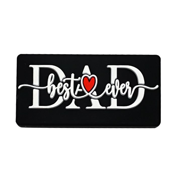 X121- "Best Dad Ever / Black"  Silicone Focal Bead for DIY Crafts (1 Count)