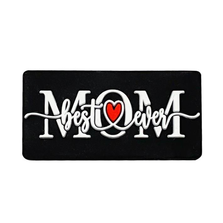 X123- "Best Mom Ever / Black"  SSilicone Focal Bead for DIY Crafts (1 Count)