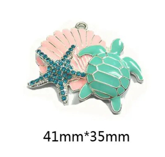 Q-A54- Turtle Enamel Alloy Metal Pendant