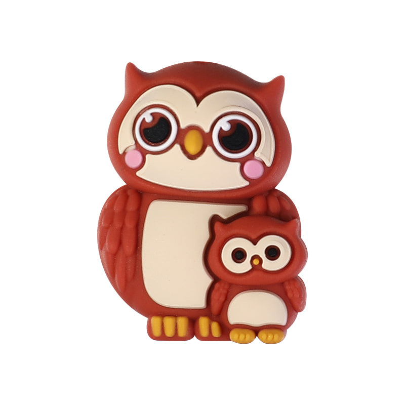X075- "Parent & Baby- Owls" Silicone Focal Bead for DIY Crafts (1 Count)