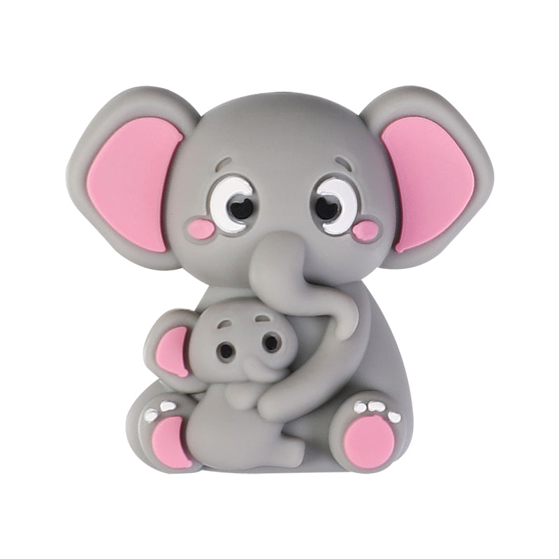 X072- "Parent & Baby- Elephants" 3D Silicone Focal Bead for DIY Crafts (1 Count)