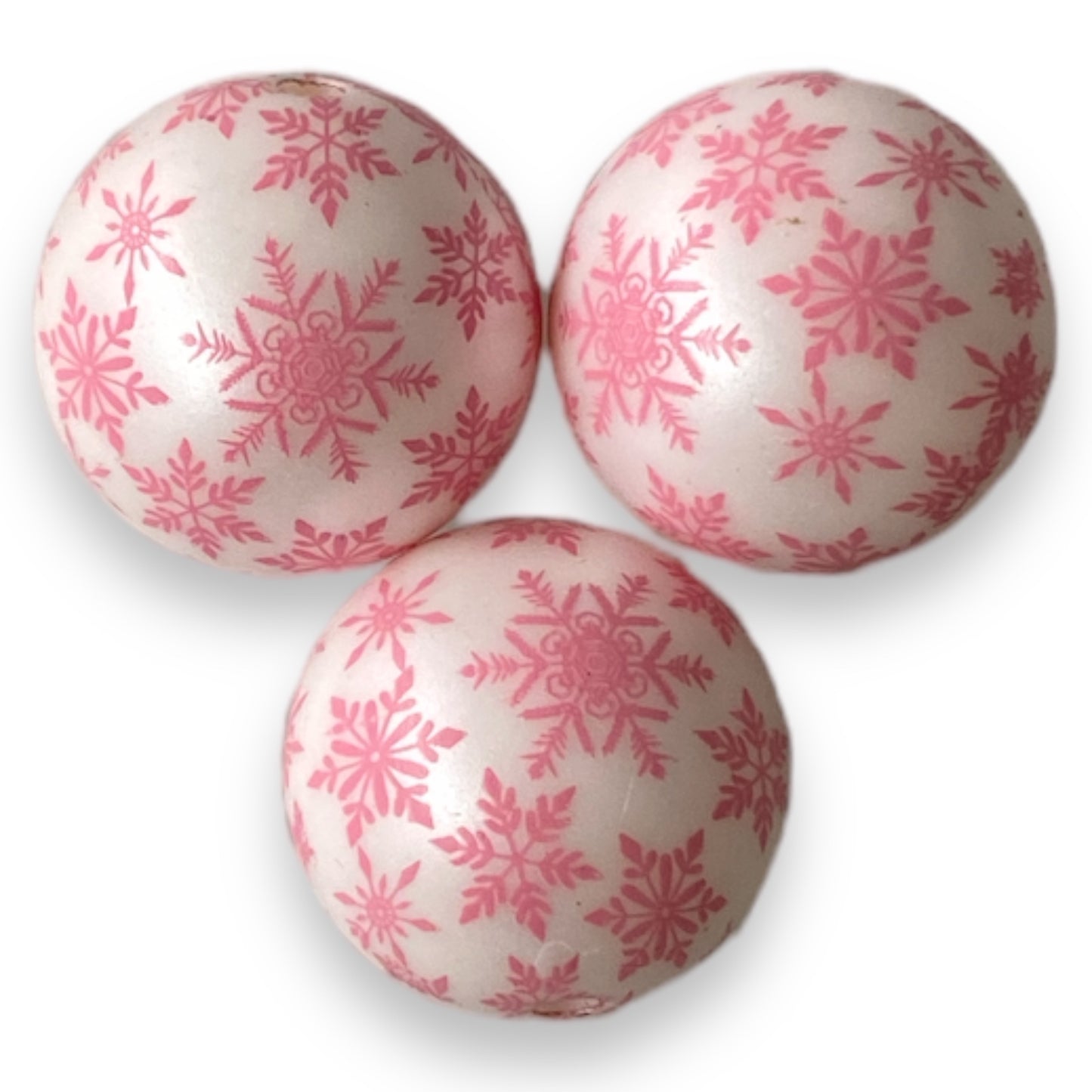 W326- 20mm Pink Matte Snowflake Acrylic Beads (1 Count)