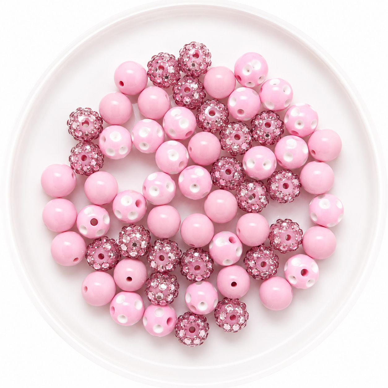 Light Pink 12mm Acrylic Bubblegum Bead Mix | Wholesale Bulk Beads | 60 Count