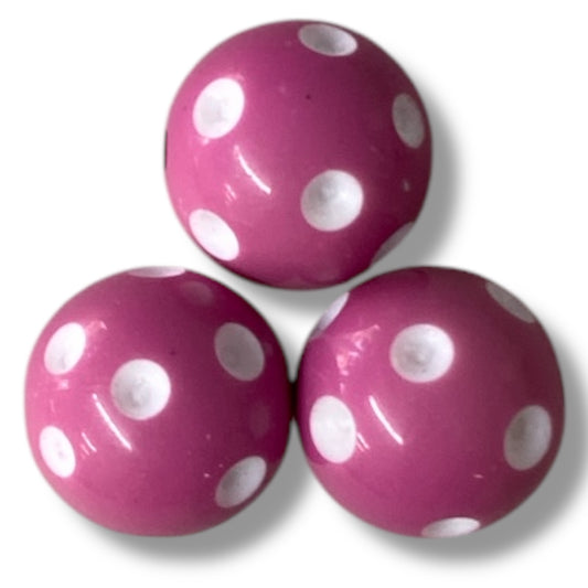#983 -20mm Purple Polka Dots Acrylic Beads (1 Count)