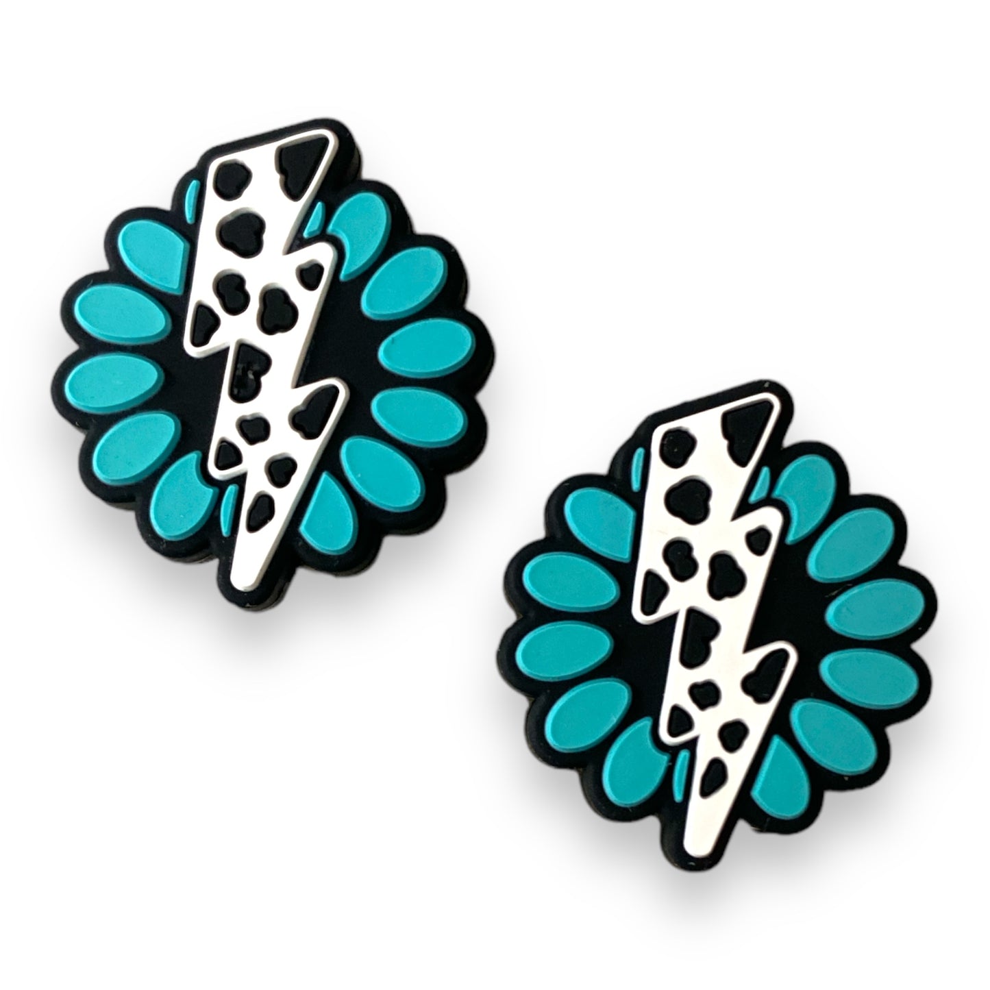 X399 -  “Turquoise Cow Bolt" Silicone Focal Bead (1 Count)