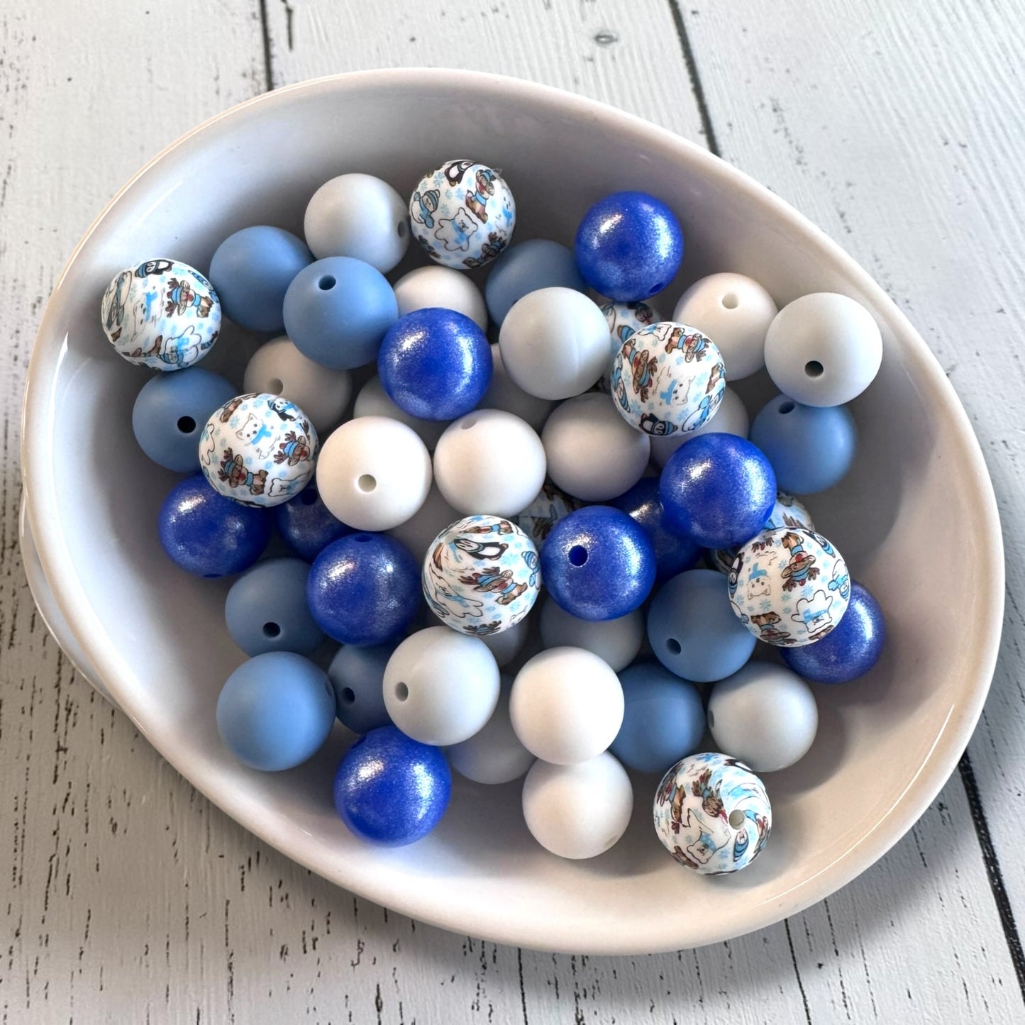 "Winter Wonderland" - Silicone 15mm Bead Lot (50 Count) – Ideal for Beadable Pens & Keychains