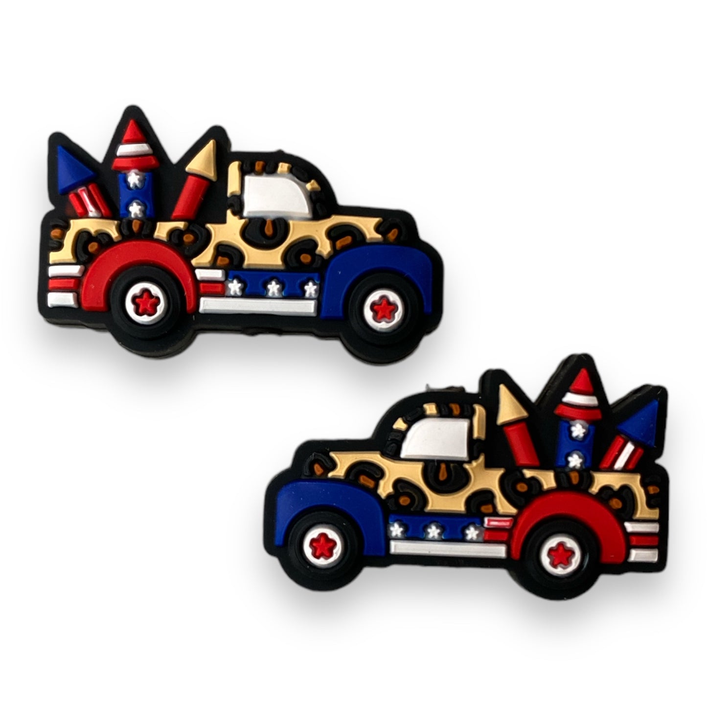 h901 - "Patriotic / Truck"  Silicone Focal Bead (1 Count)