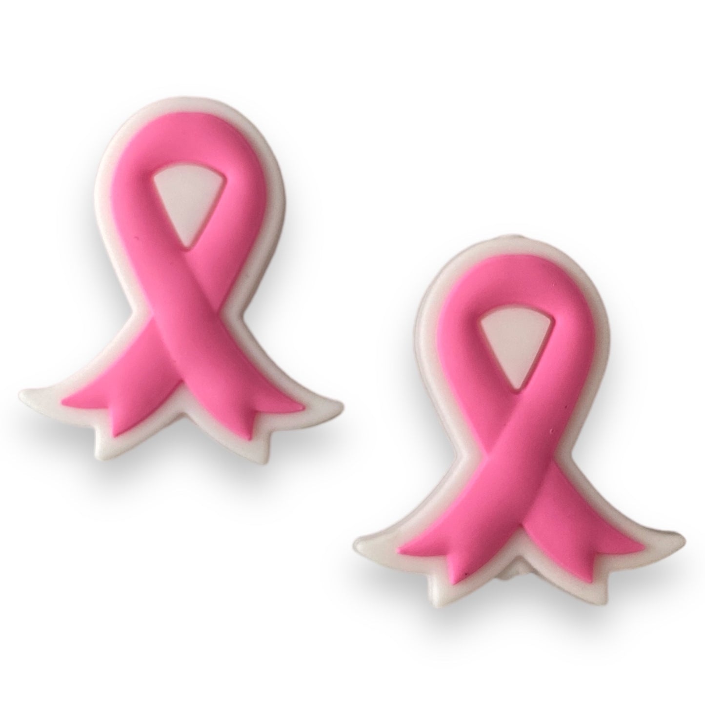 e605 -  Pink Ribbon Silicone Focal Bead (1 Count)