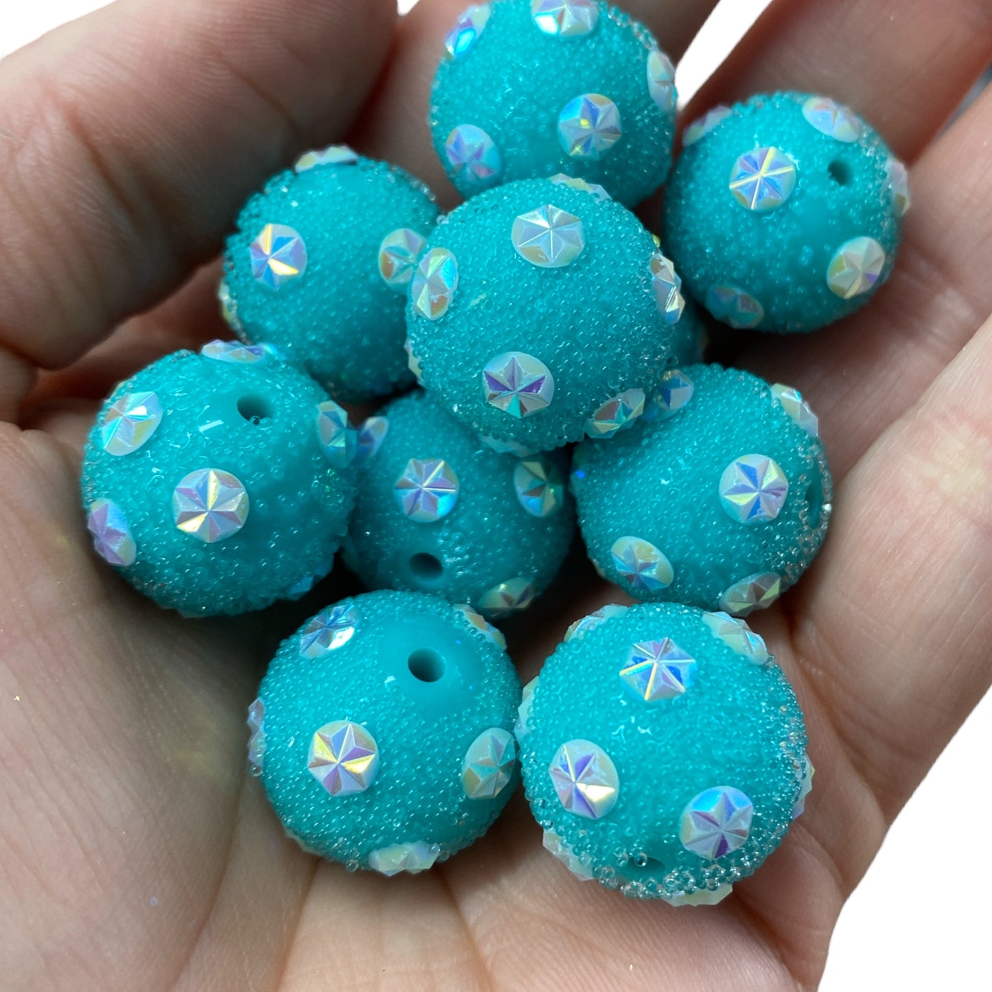 #1247 - 20mm "Teal Sugar Starburst" Bead