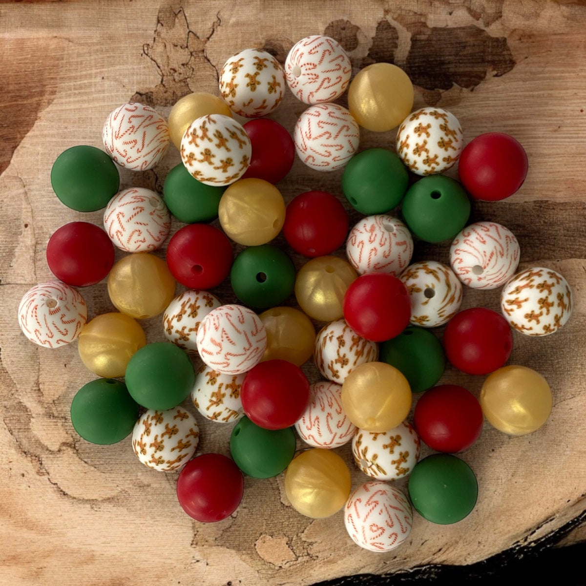 CK- 61- 15mm “Sweet Christmas” 50 Count  Mixed Pack Silicone  Beads