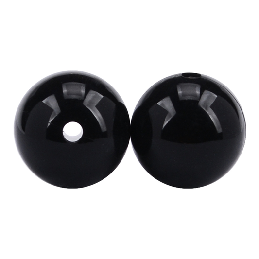 T337 - 15mm Black Gloss Silicone Beads