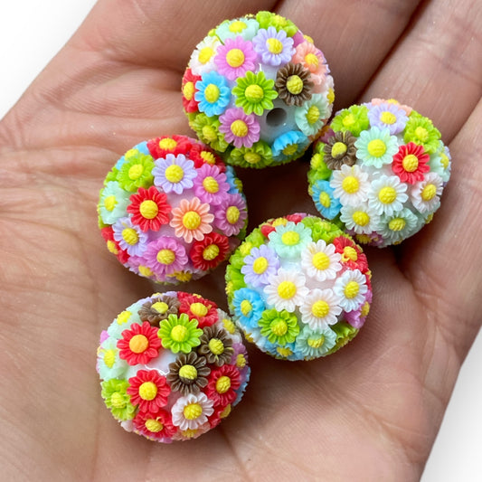 #1262 - 20mm "Multi-Color Daisy" Beads (Set of 5)