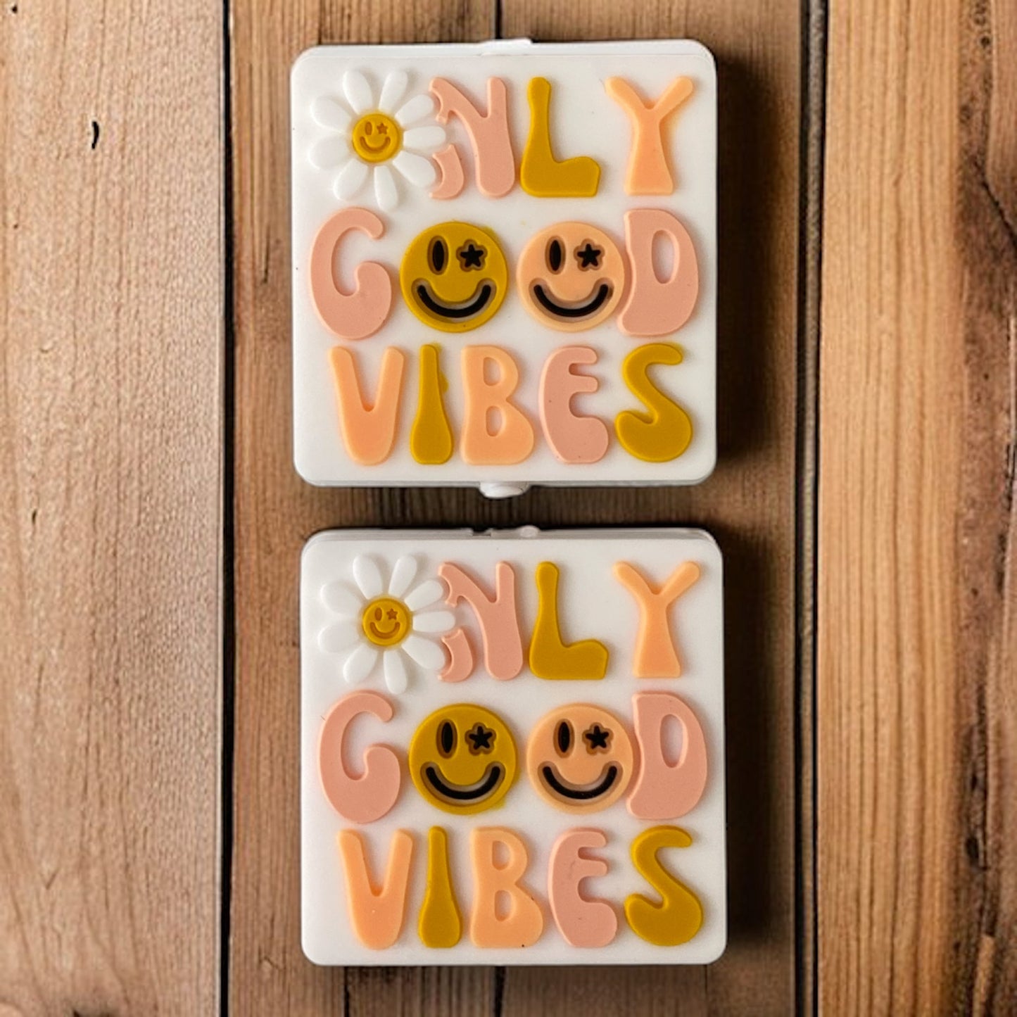 h958  -  “Good Vibes Only" Silicone Focal Bead (1 Count)