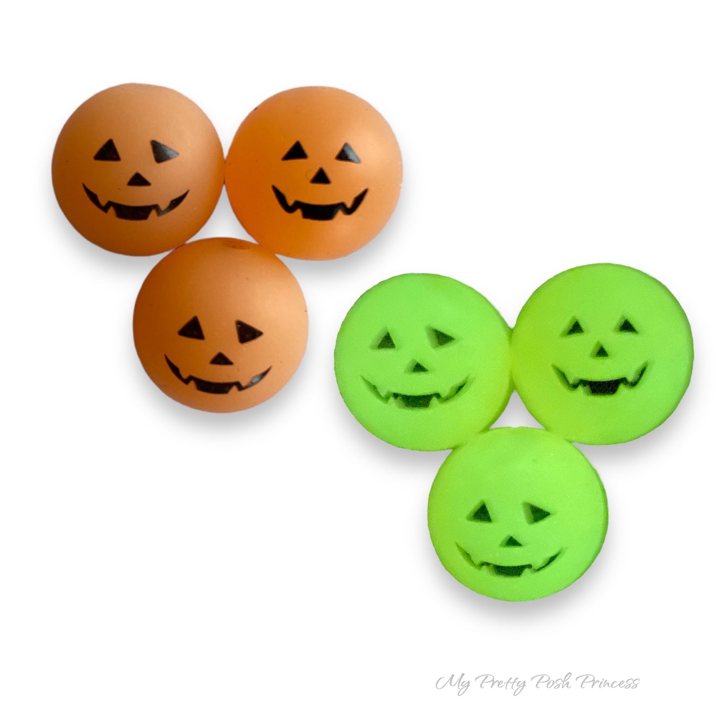 A-6040- GLOW- “15mm Jack O Lantern” Custom Silicone Beads