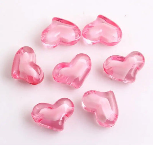 #952 - 22mm Pink  Hearts  Acrylic Beads (1 Count)