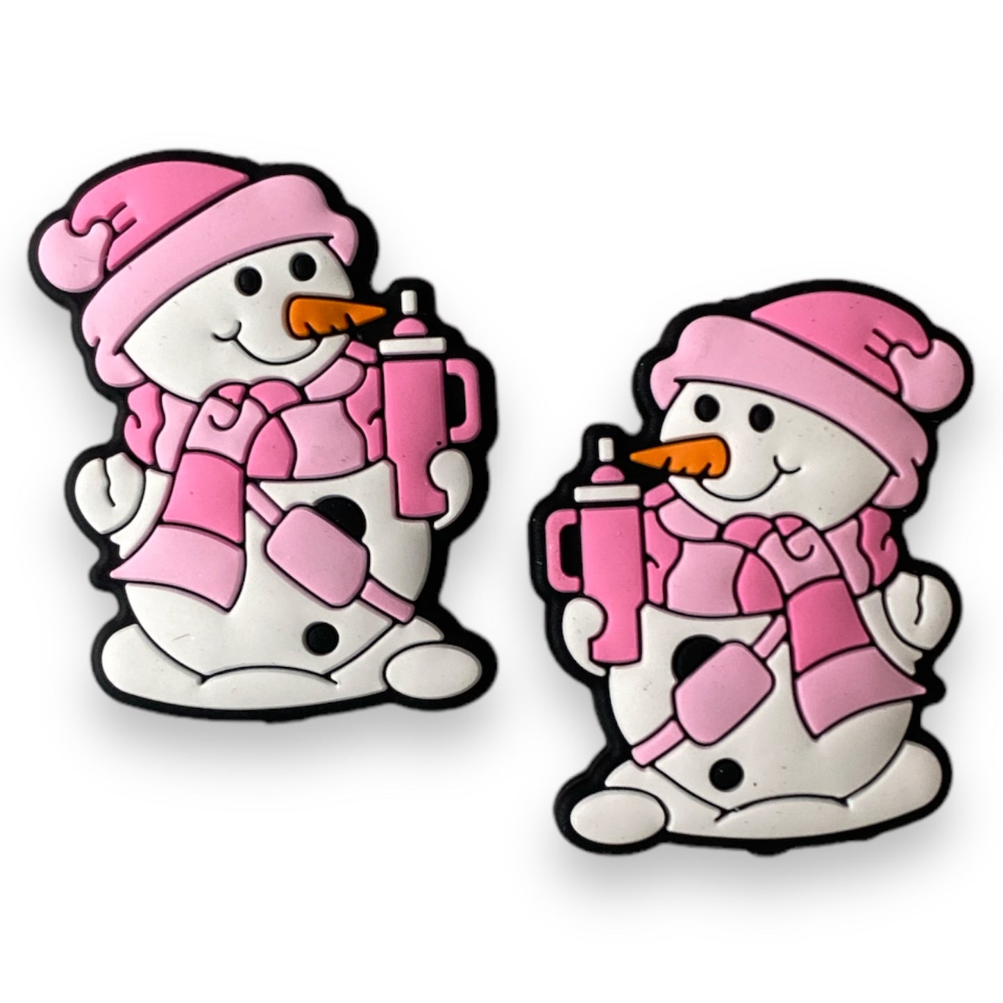 T413 -  “Pink Snowman” Silicone Focal Bead (1 Count)