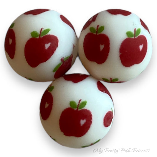 A-6027- 15mm “Teacher- Apple” Silicone Beads