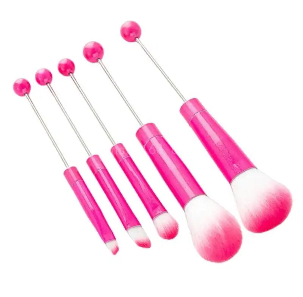 Z/40 - Hotpink Beadable Makeup Brush 5 Piece Set