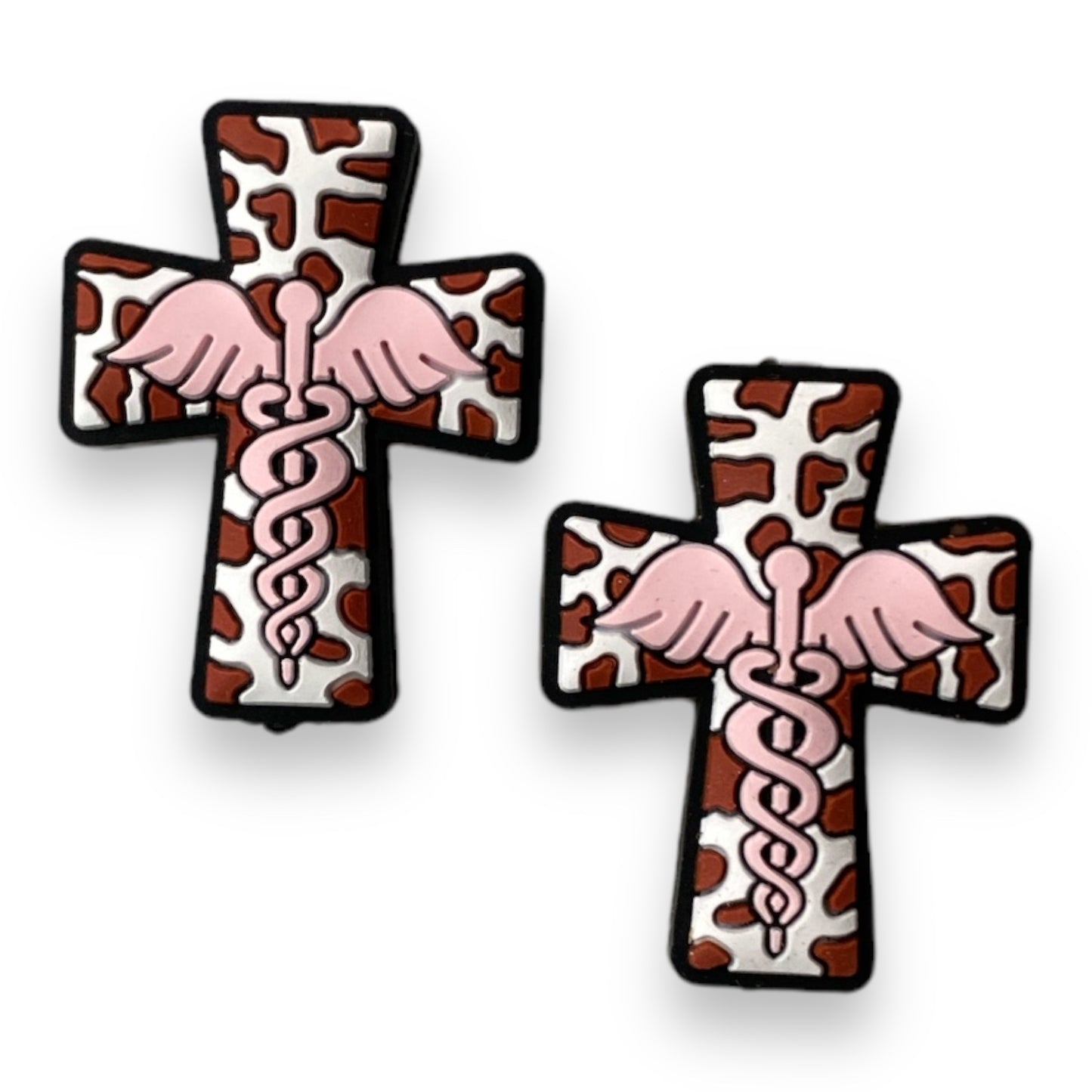 T156 -  “Light Pink- Medical Cross" Silicone Focal Bead (1 Count)