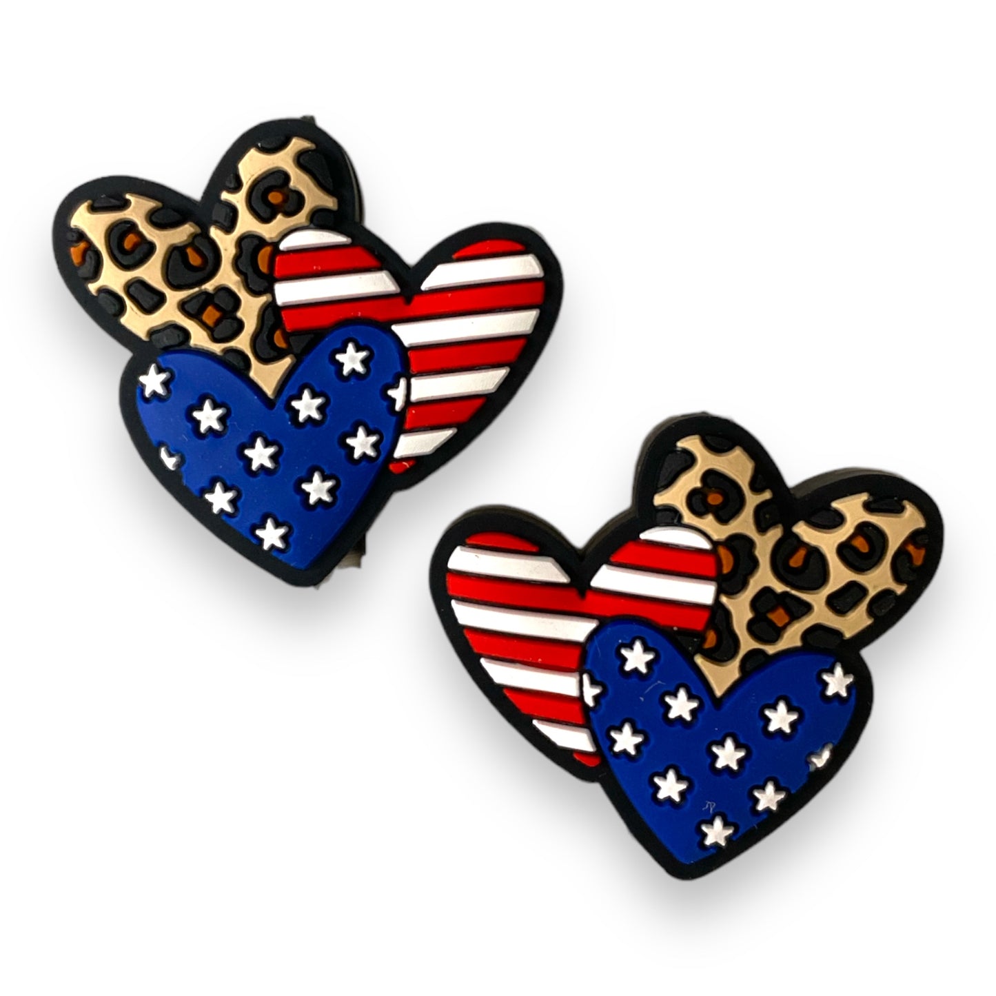 h886 - "Patriotic Hearts” Silicone Focal Bead (1 Count)