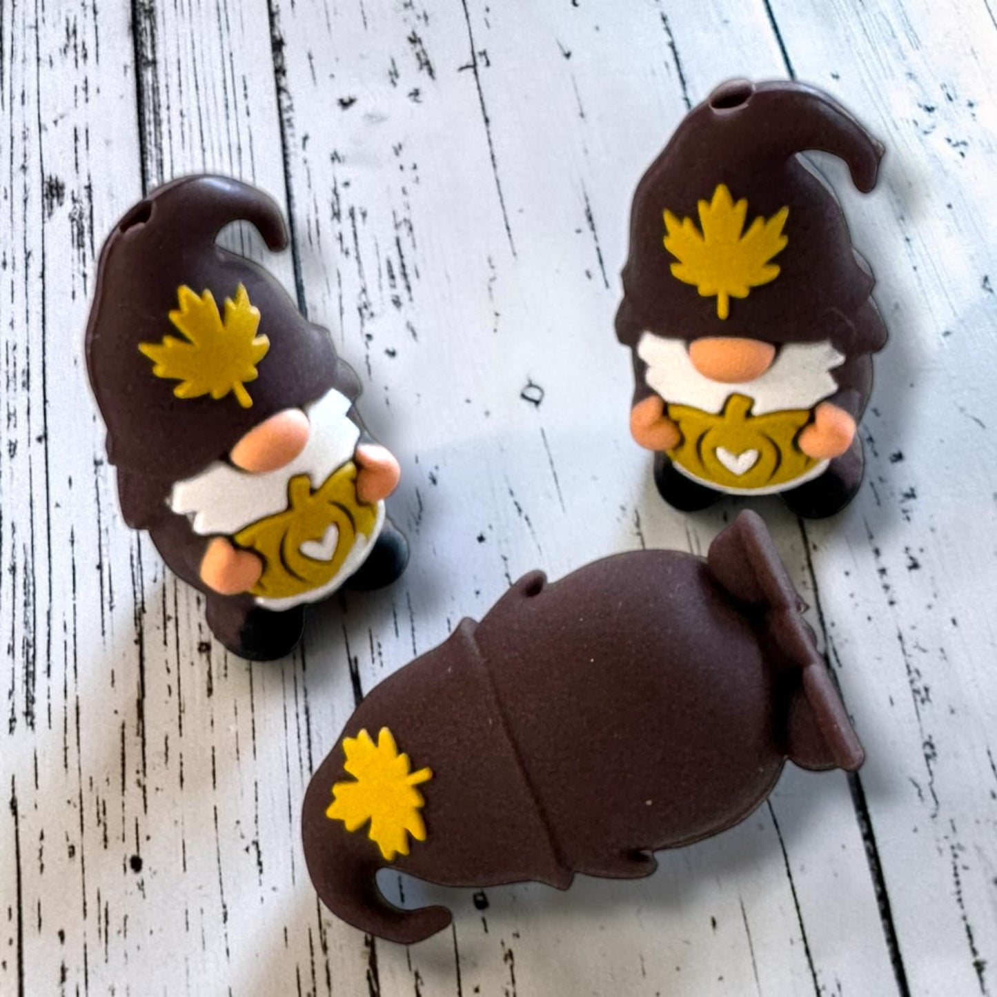 h947- "Pumpkin Gnome 3D" Silicone Focal Bead for DIY Crafts (1 Count)