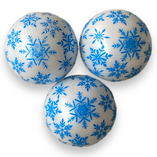 W327- 20mm Blue Matte Snowflake Acrylic Beads (1 Count)