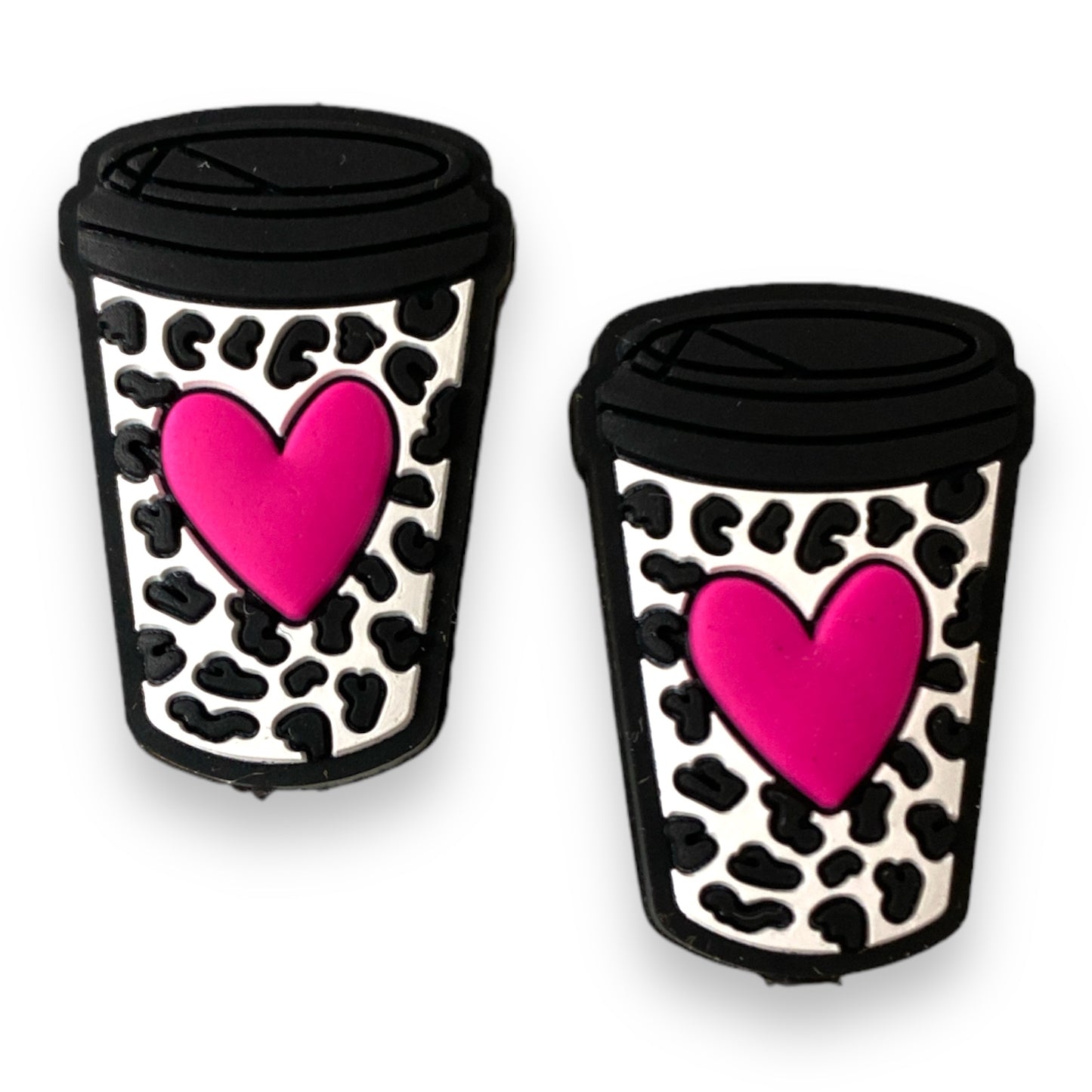 X172 - "Pink Heart Coffee" Silicone (1 Count) Focal Bead