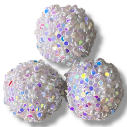 R-9 - 16mm "White" Glitter Rhinestones (1 Count)