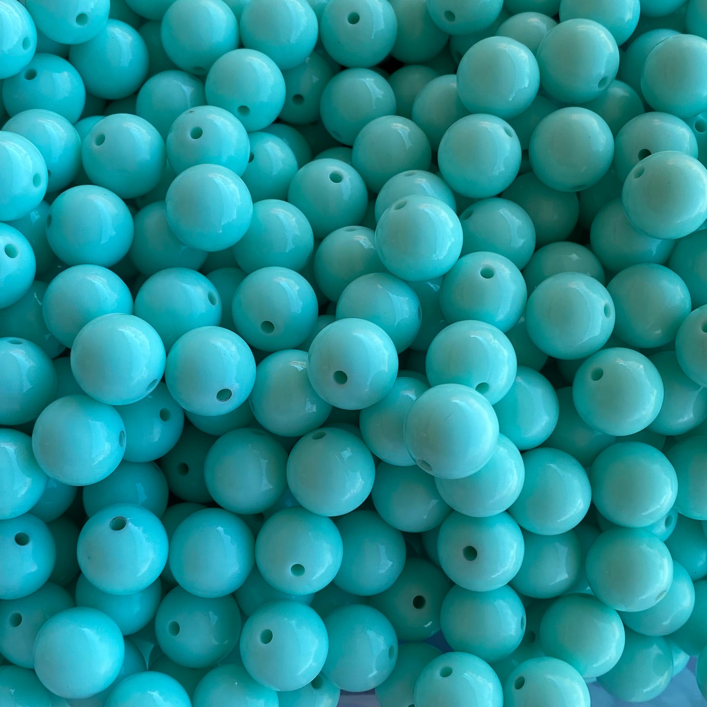 T343 - 15mm "Light Aqua" Gloss Silicone Beads