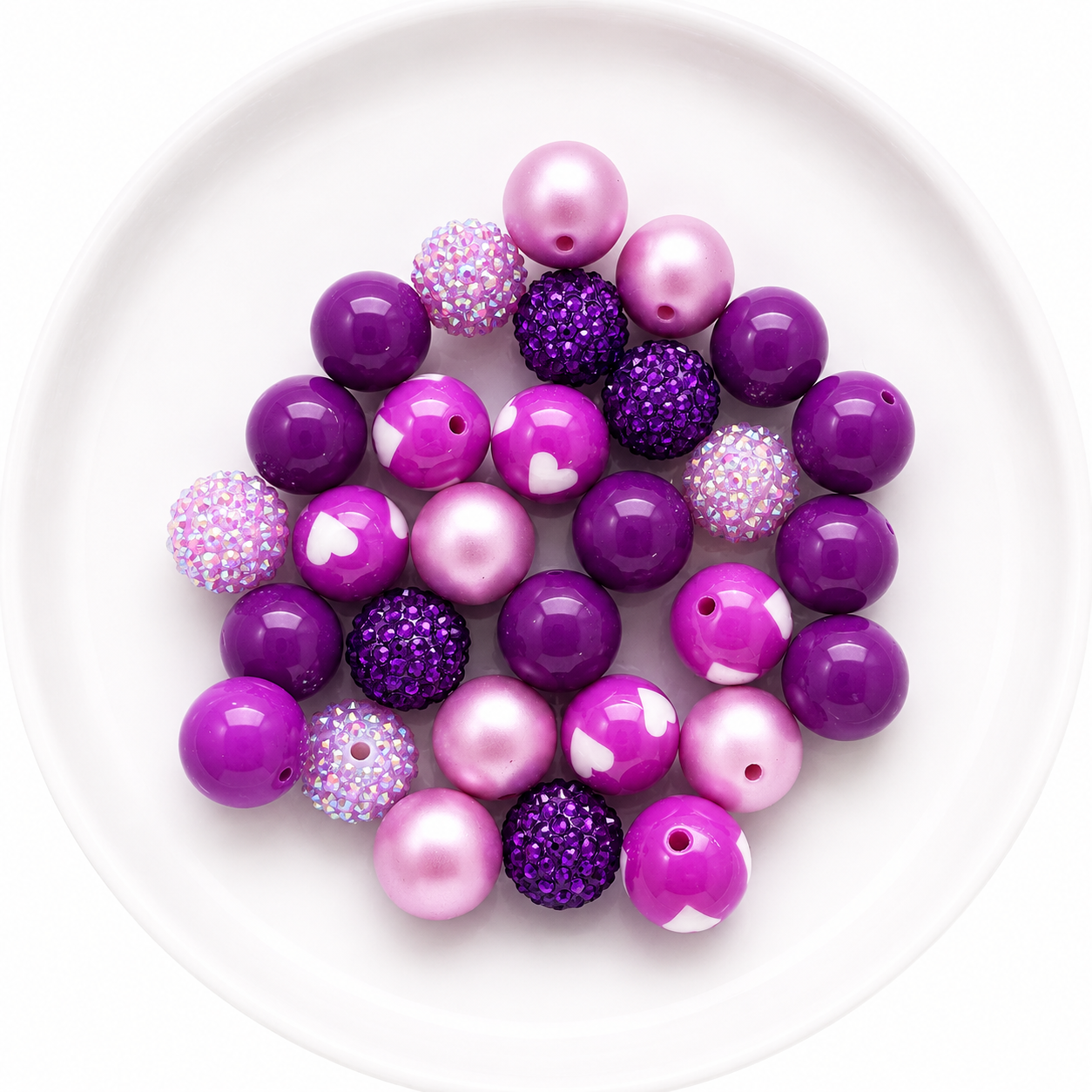 Purple 20mm Acrylic Bubblegum Bead Mix | Wholesale Bulk Beads | 30 Count