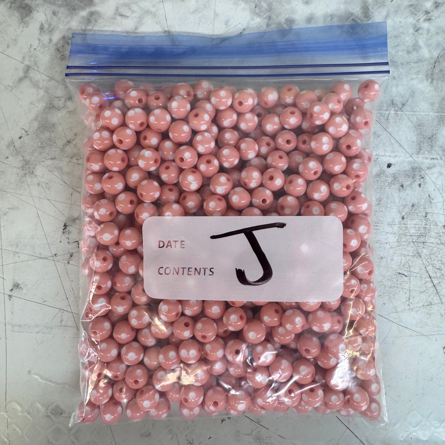 J- 12mm Peach Polka Dot Acrylic Beads 500 Count  *WAREHOUSE SALE*