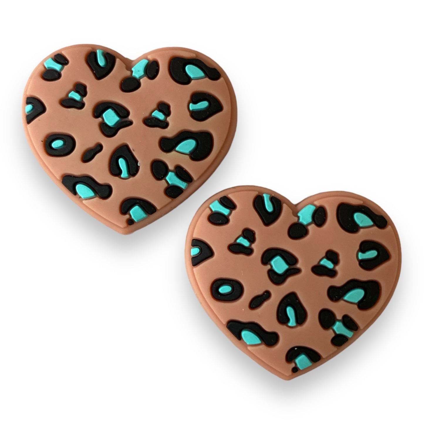 X468 -  “Cheetah Hearts" Silicone (1 Count) Focal Bead