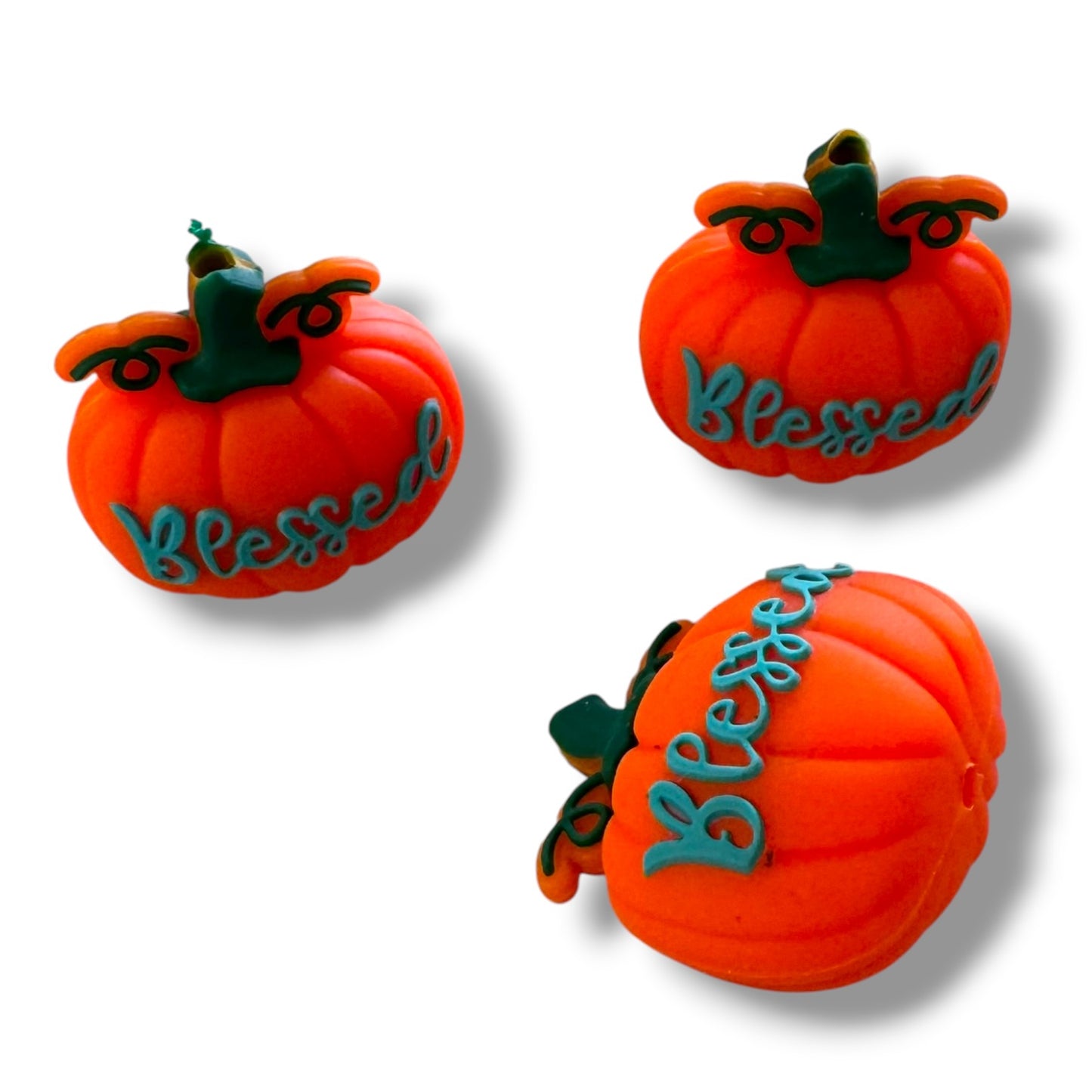 h991- "Blessed Pumpkin 3D" Silicone Focal Bead for DIY Crafts (1 Count)