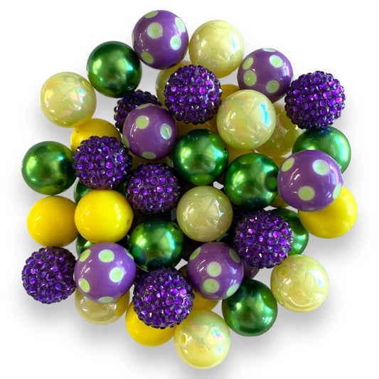 12- M153 - 20mm "Mardi Gras" *Glow in the dark [50 Count] Acrylic Bead Pack