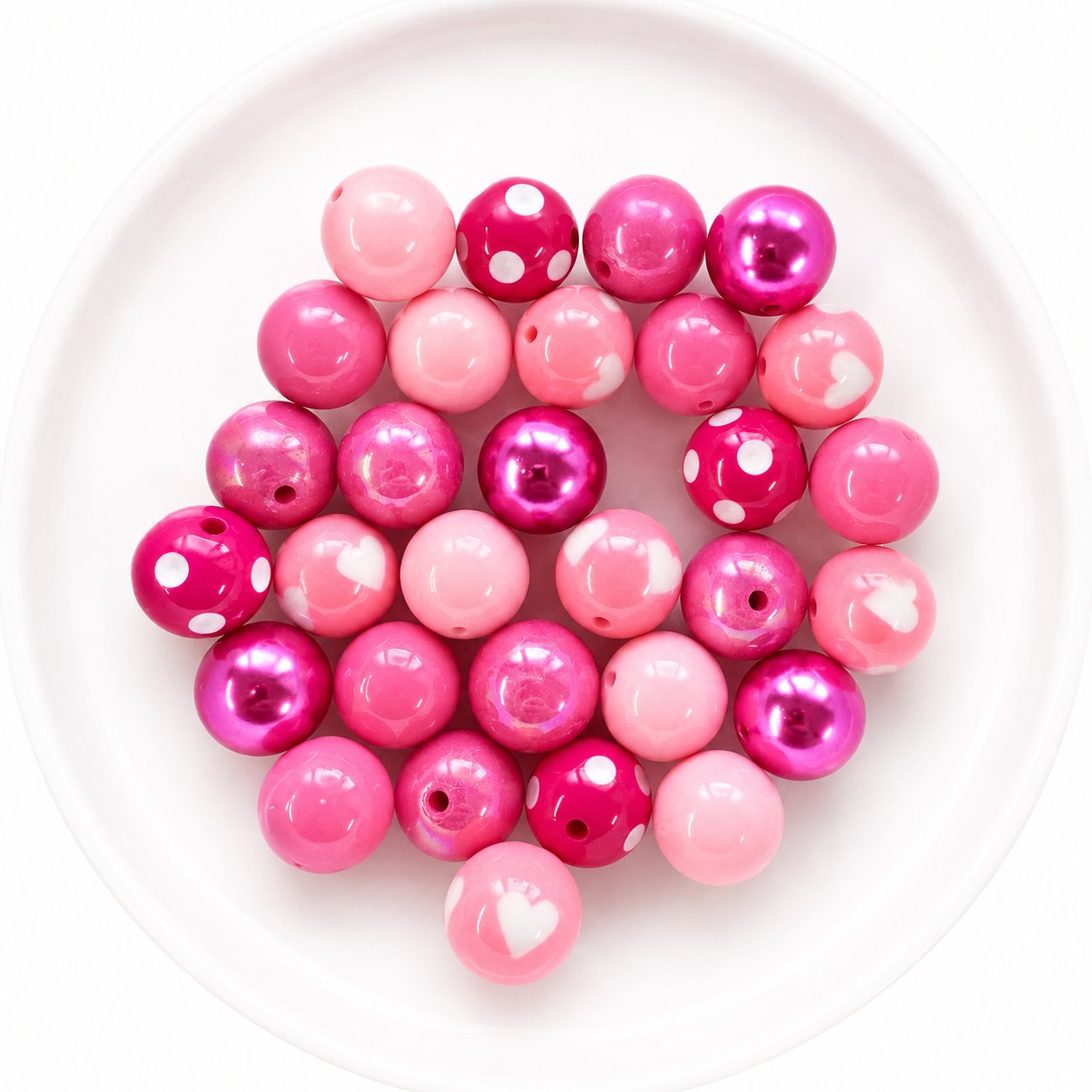 Pink 20mm Acrylic Bubblegum Bead Mix | Wholesale Bulk Beads | 30 Count