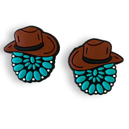 X393 -  “Turquoise Cowboy Hat" Silicone Focal Bead (1 Count)