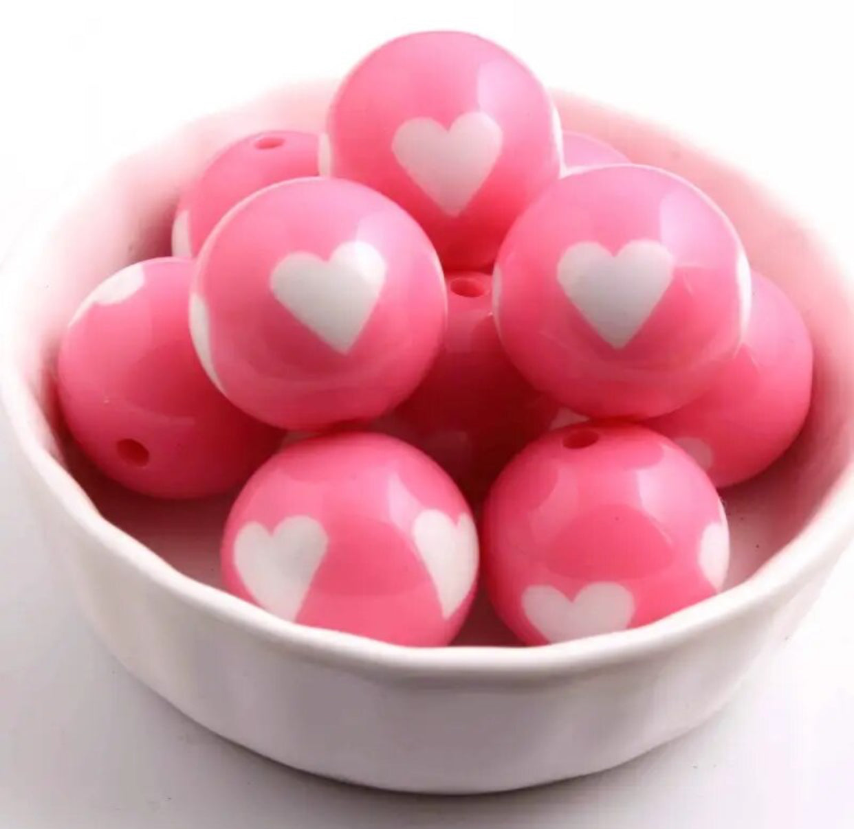 W377- 20mm  Light Pink Heart Acrylic Beads (1 Count)