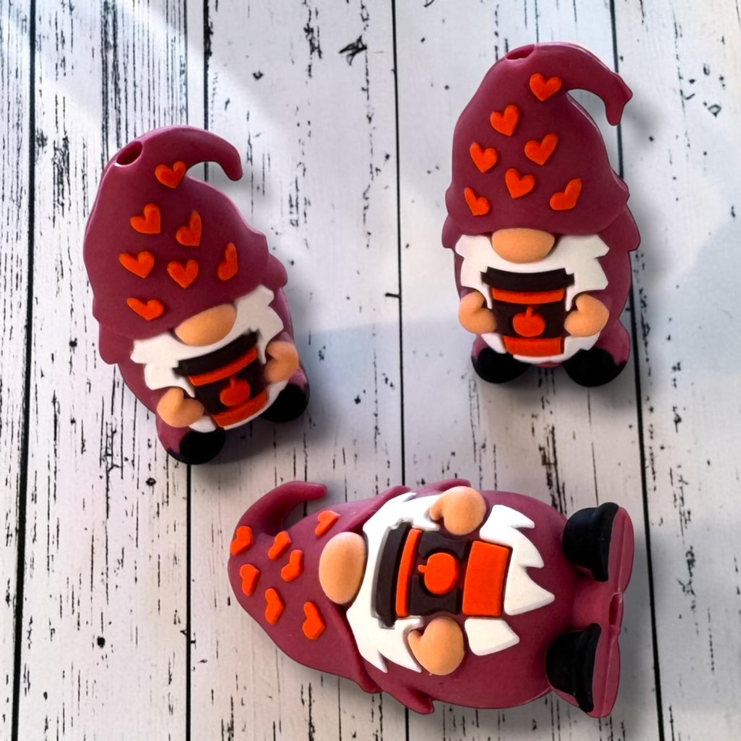 h996- "Coffee Gnome 3D" Silicone Focal Bead for DIY Crafts (1 Count)