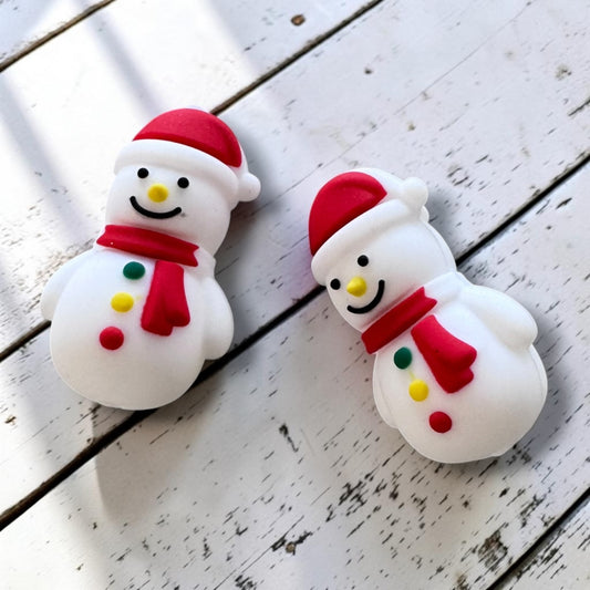 h1003- "Snowman 3D" Silicone Focal Bead for DIY Crafts (1 Count)