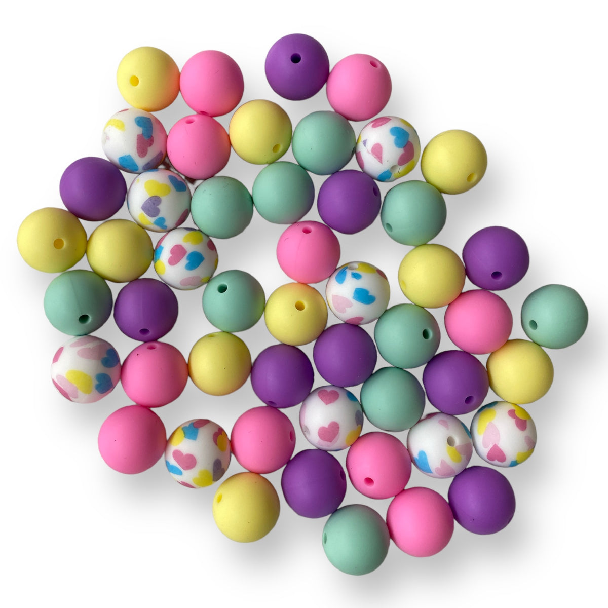 CK - 126 -  15mm "Pastels" 50 Count  Silicone Bead Pack