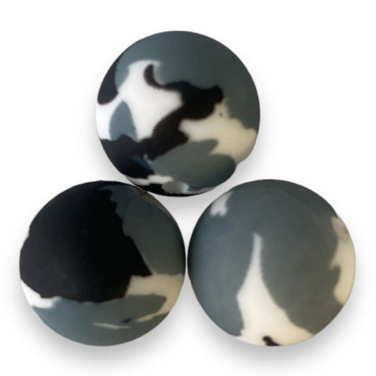 T76- 15mm "Steel Camo" Silicone Beads