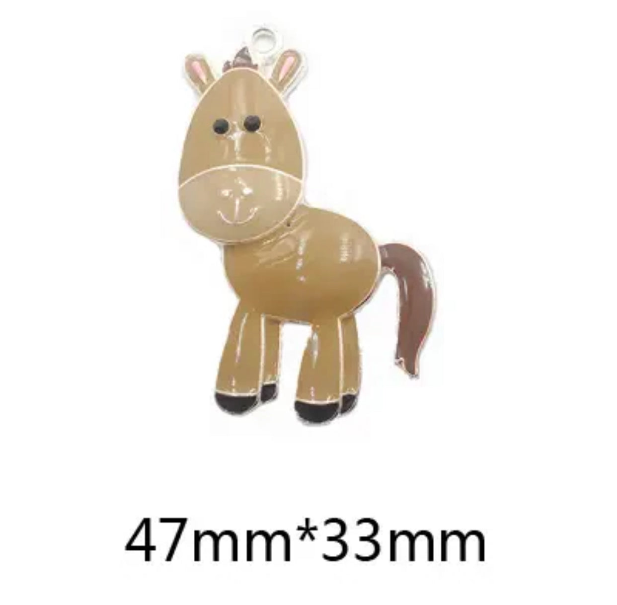 Q-A50 - Brown Horse Enamel Alloy Metal Pendant