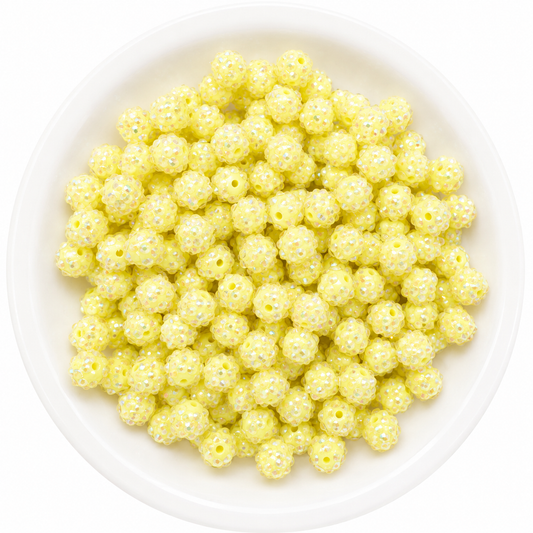 #244 - 12mm Light Yellow AB Rhinestone Beads (20 Count)