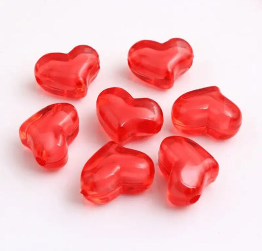 #954 - 22mm Red Hearts  Acrylic Beads (1 Count)