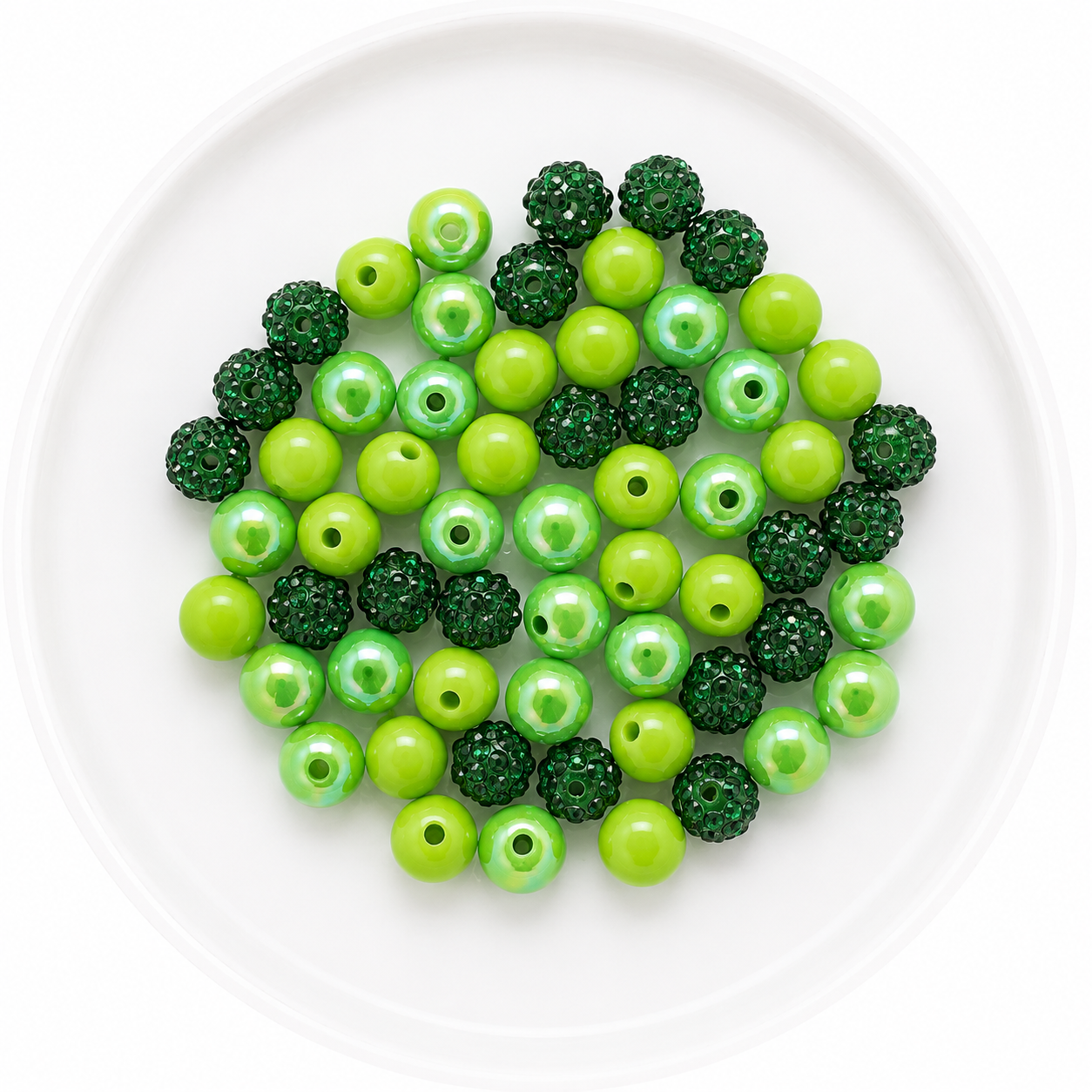 Green 12mm Acrylic Bubblegum Bead Mix | Wholesale Bulk Beads | 60 Count