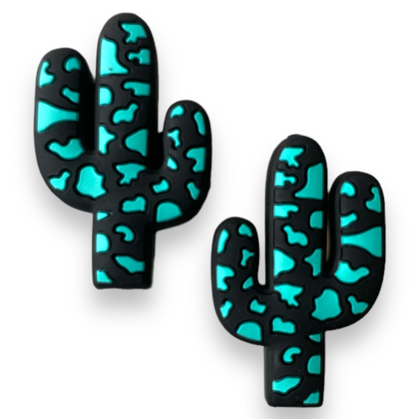 h947  -  Western Cactus (Black)  Silicone (1 Count) Focal Bead